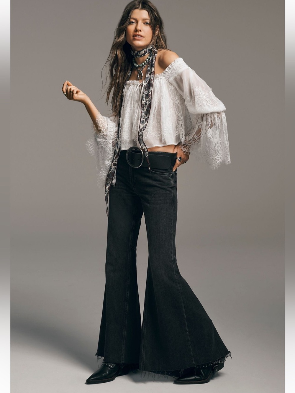 NWT Free People Emre Low-Rise Flare Jeans Size 24 Black